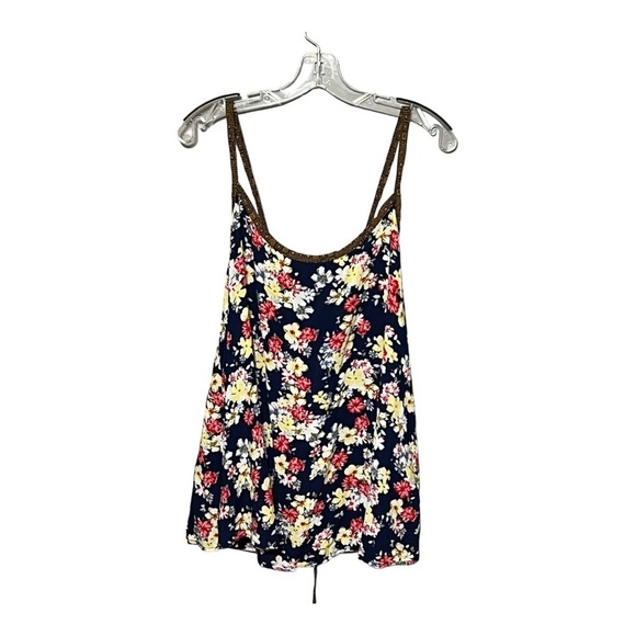 Torrid Challis Lace-Up Swing Cami Black Floral Sleeveless Scoop Neck Lightweight - Picture 2 of 4